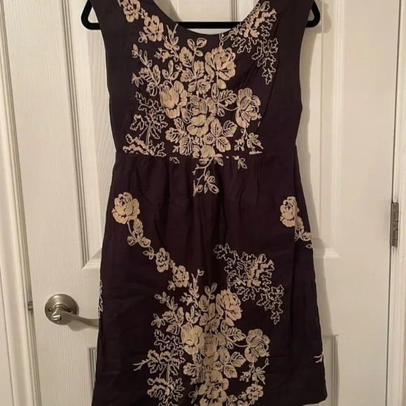 J.Crew Embroidered Dress tan brown sz 2 - Picture 2 of 6